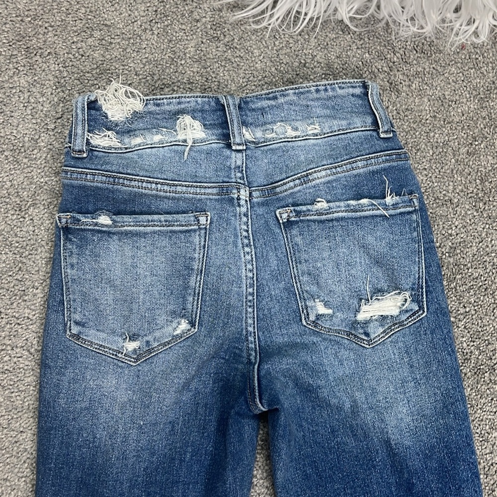 Flying Monkey Distressed Medium Blue Flare Jeans - Picture 6 of 9